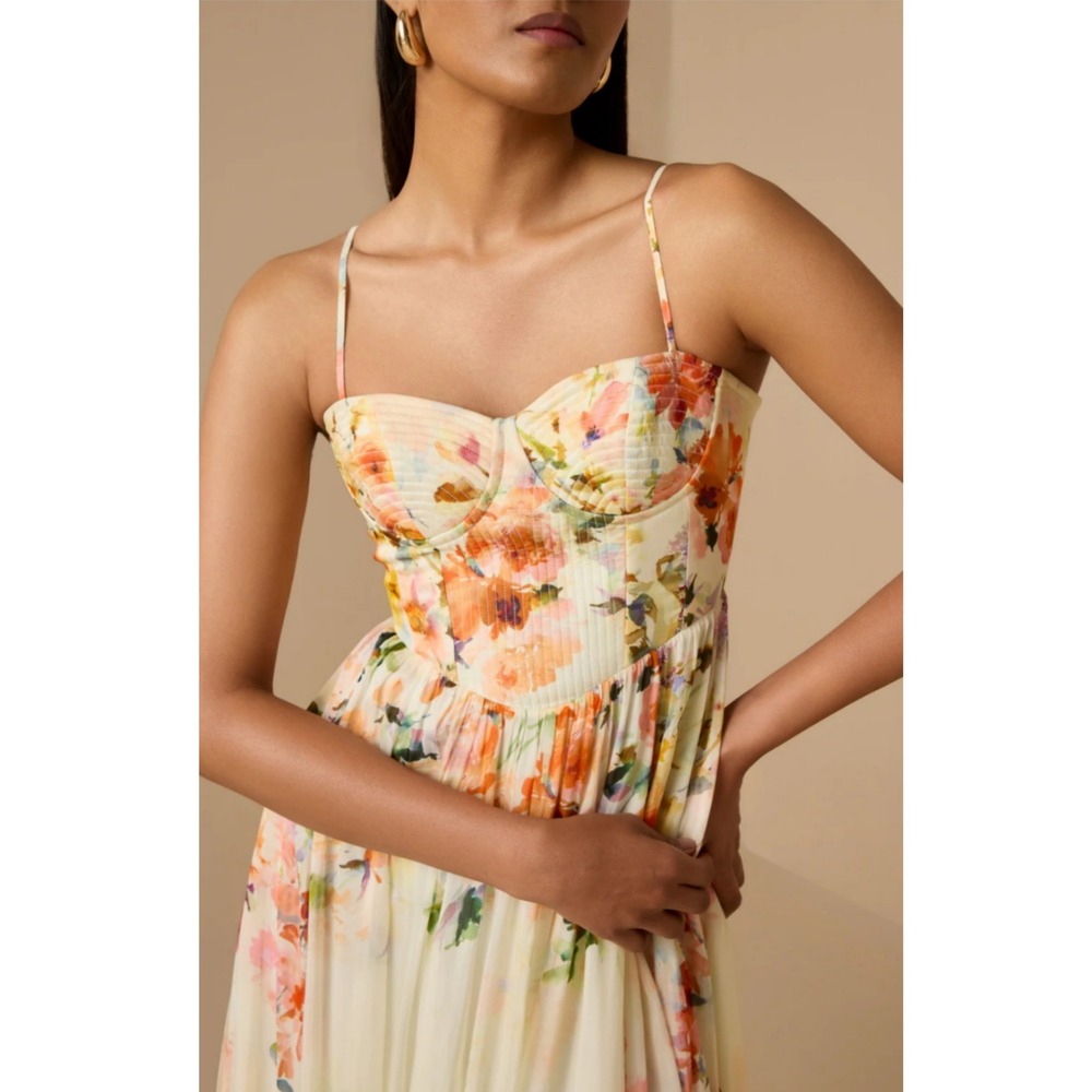 Hemant‎ and Nandita Saba Corset Floral Maxi Dress Bustier Size M NEW $548 - Picture 2 of 16